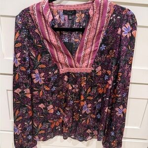 Anthropologie Current Air Floral Boho Peasant Blouse